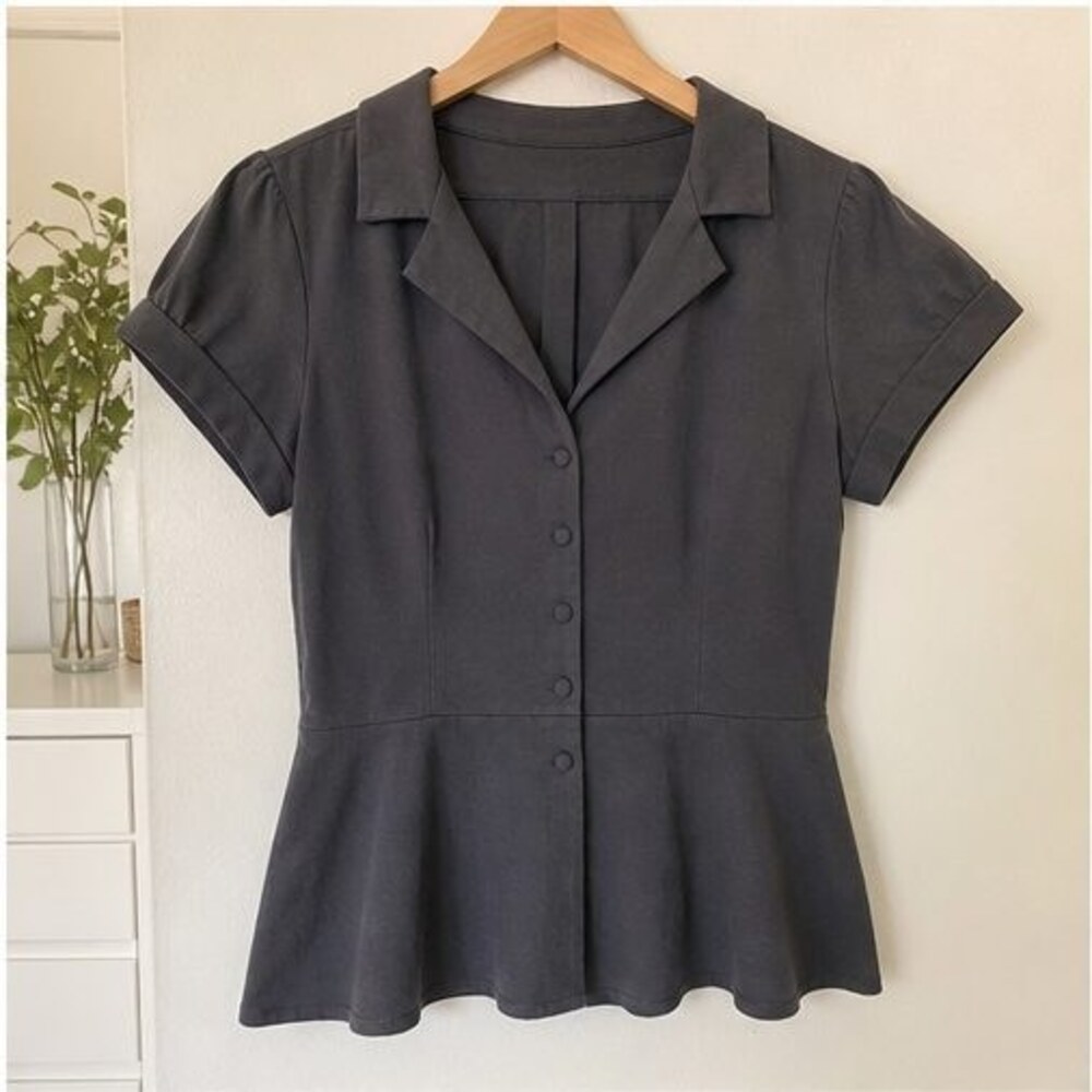 Charcoal Peplum Top